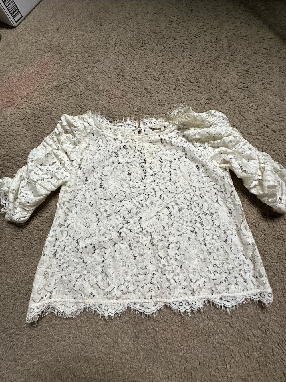 JOIE White Lace 3/4” Sleeve Elegant Top MEDIUM